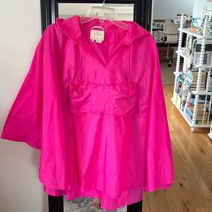 Kate Spade Hot Pink hooded Packable Cape. One size fits all.